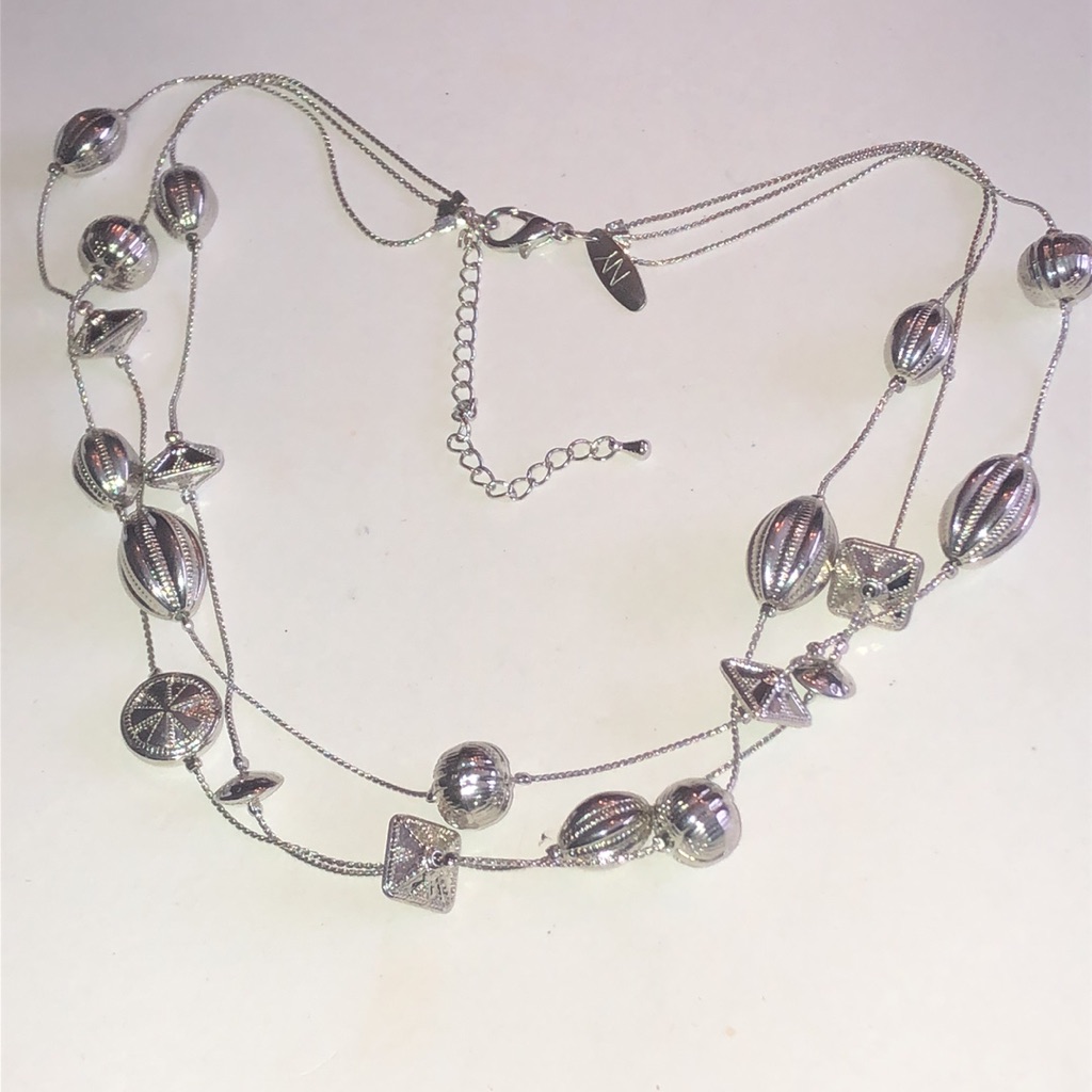 Ny Brand Silver Tone Beaded Boho Necklace